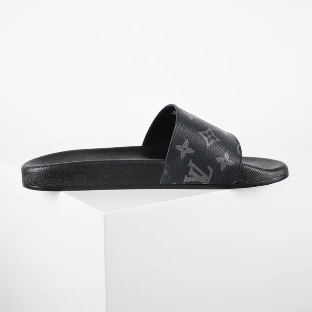Louis Vuitton Monogram Print Black and White Slide Slippers 7
