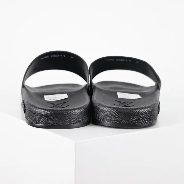 Louis Vuitton Monogram Print Black and White Slide Slippers 8