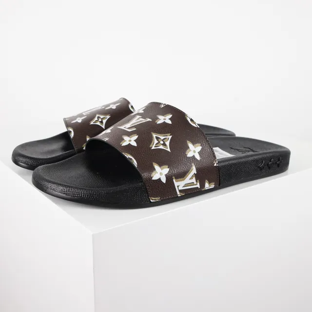 Louis Vuitton Monogram Print Brown and Black Slide Slippers 2