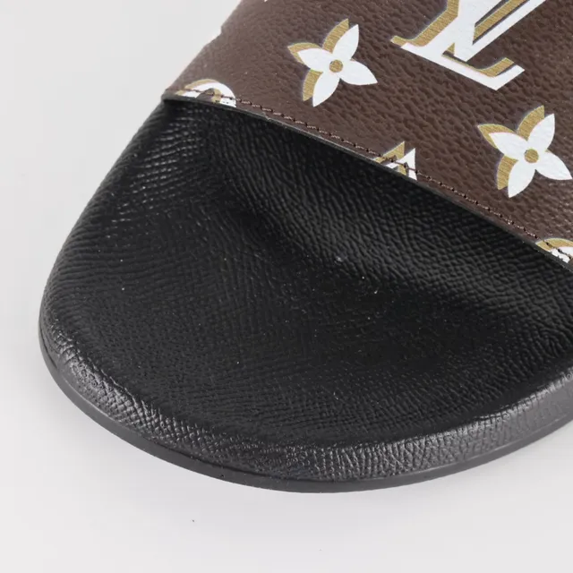 Louis Vuitton Monogram Print Brown and Black Slide Slippers 5