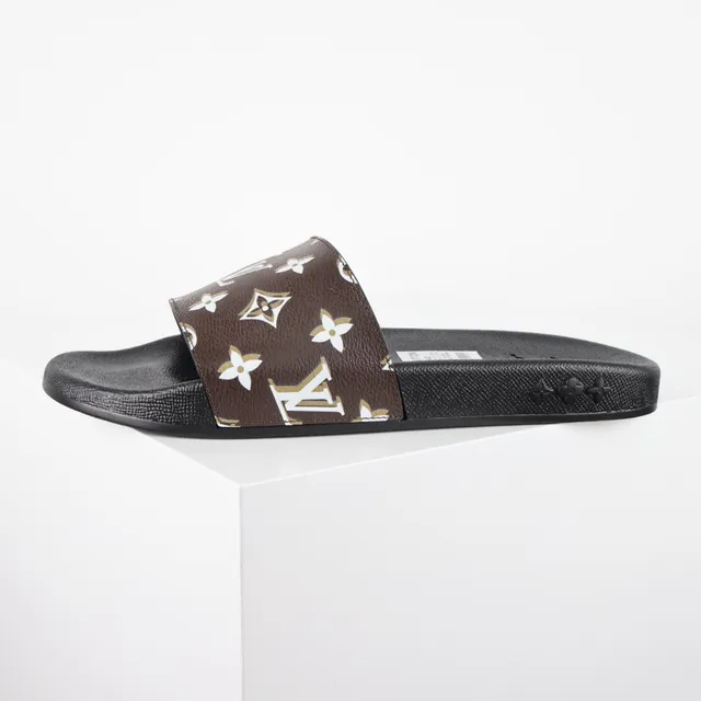 Louis Vuitton Monogram Print Brown and Black Slide Slippers 9