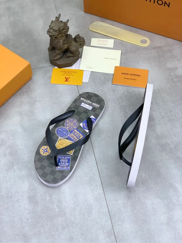 Louis Vuitton Monogram Reverse-Print Gray and Black Slippers 14