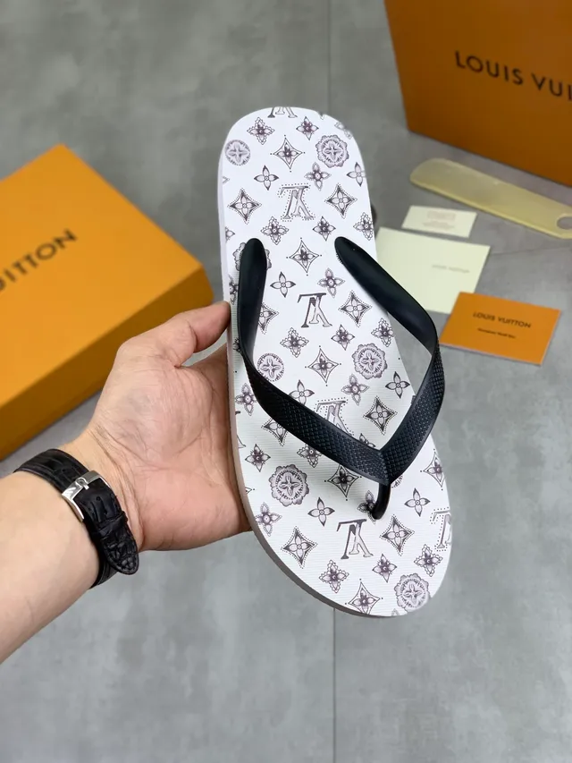 Louis Vuitton Monogram Reverse-Print Gray and Black Slippers 20