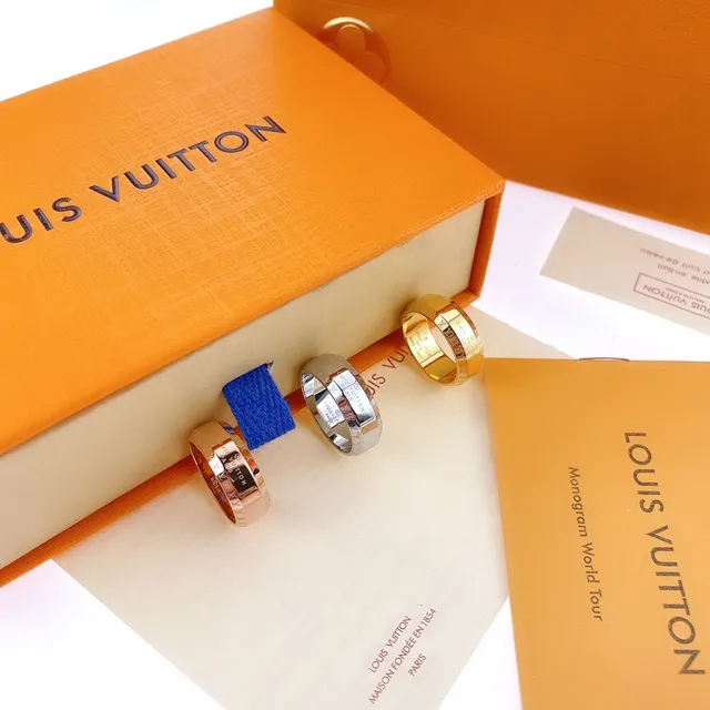 Louis Vuitton Monogram Bague Gold Tone Enamel Inlay Bagues 4