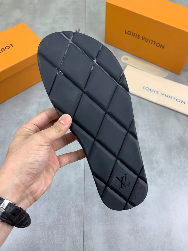 Louis Vuitton Monogram Strap Black and Tan Slippers 2