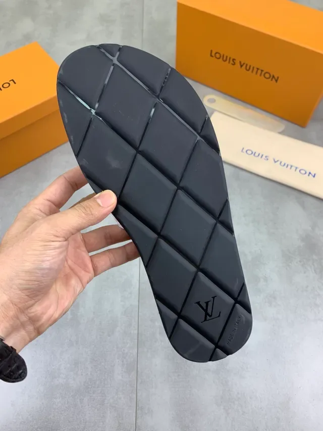 Louis Vuitton Monogram Strap Black and White Slippers 2