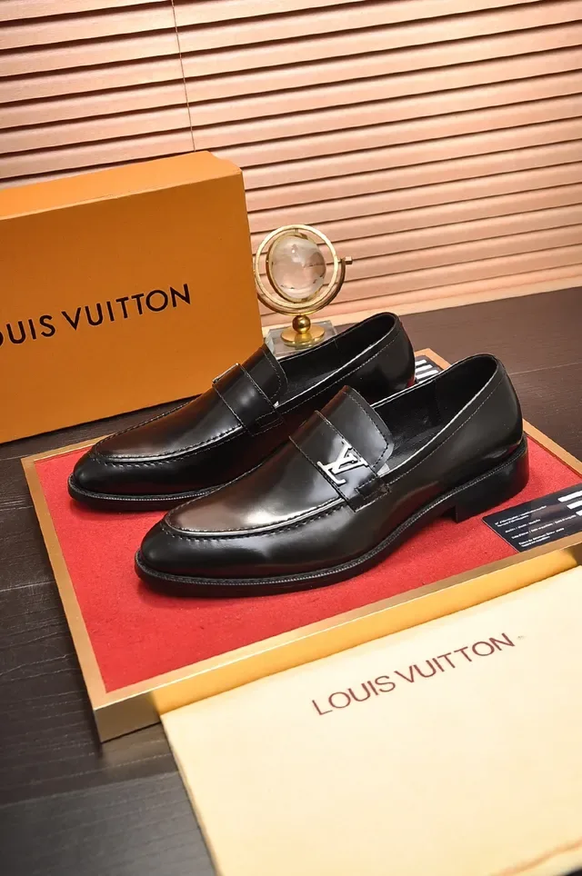 Louis Vuitton Monogram Strap Black Leather Loafers 4