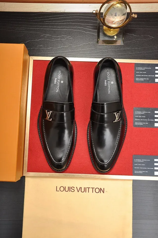 Louis Vuitton Monogram Strap Black Leather Loafers 5