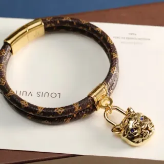 Louis Vuitton Monogram Tiger Double-Wrap Leather Bracelet