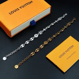 سوار Louis Vuitton Monogram World Tour ذهبي وفضي سلاسل