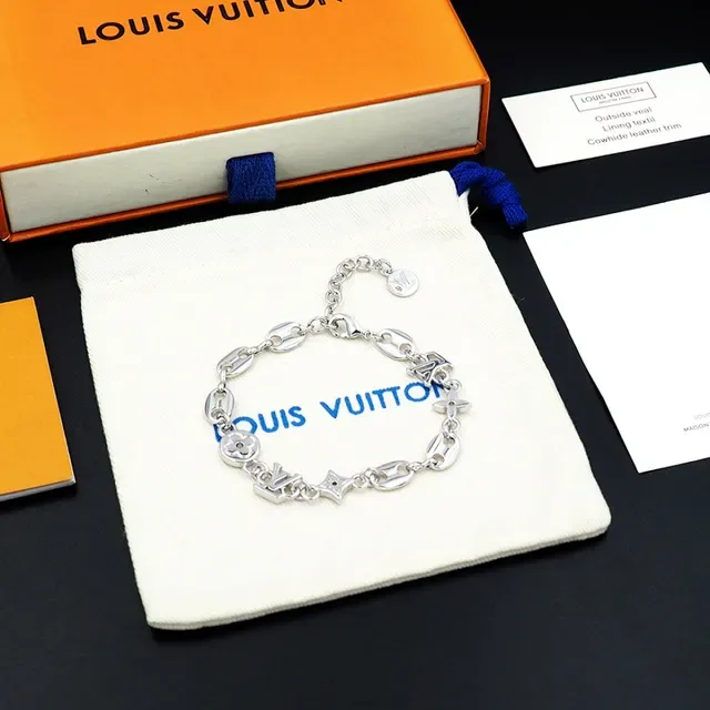 Louis Vuitton Monogram World Tour Gold Silver Chain-Link Bracelet 2