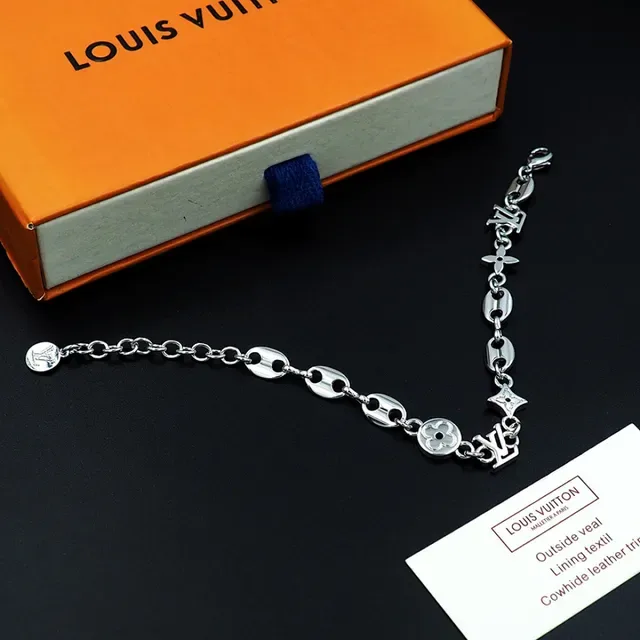 Louis Vuitton Monogram World Tour Gold Silver Chain-Link Bracelet 3