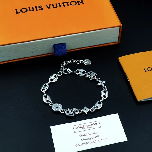 Louis Vuitton Monogram World Tour Gold Silver Chain-Link Bracelet 6
