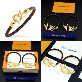 Louis Vuitton Monogram World Tour dorado LV Logo pulsera