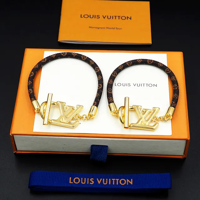 Louis Vuitton Monogram World Tour Gold-Tone LV Logo Bracelet 2
