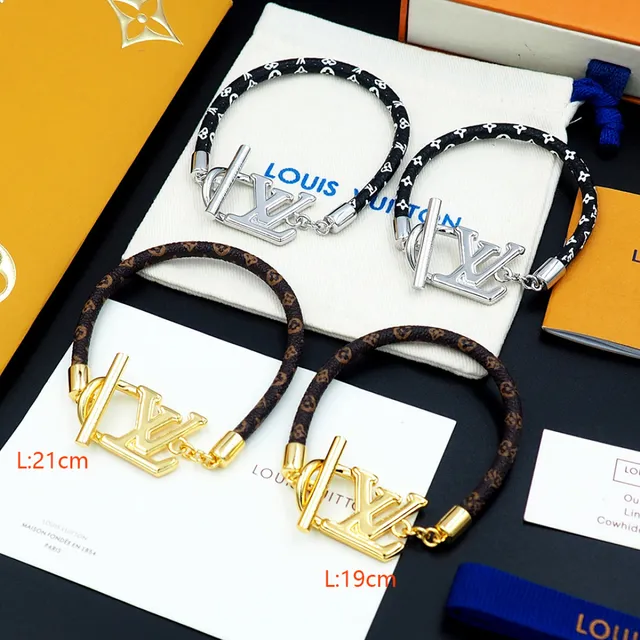Louis Vuitton Monogram World Tour Gold-Tone LV Logo Bracelet 4