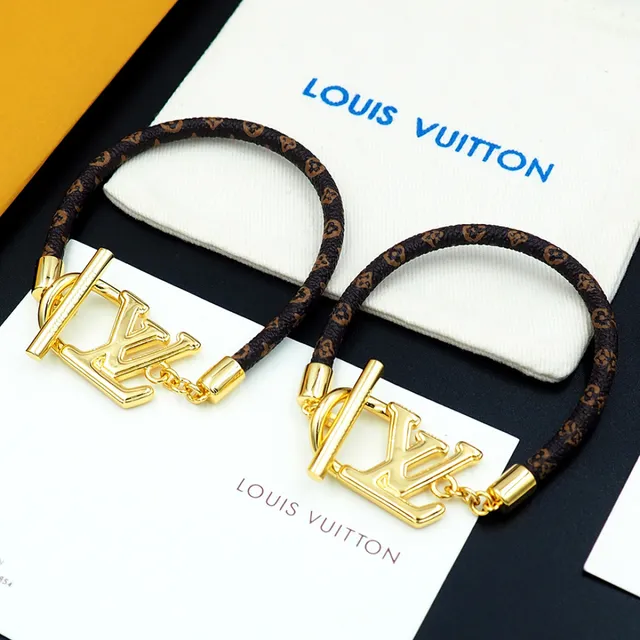 Louis Vuitton Monogram World Tour Gold-Tone LV Logo Bracelet 5