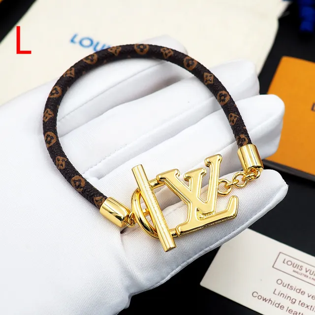 Louis Vuitton Monogram World Tour Gold-Tone LV Logo Bracelet 9