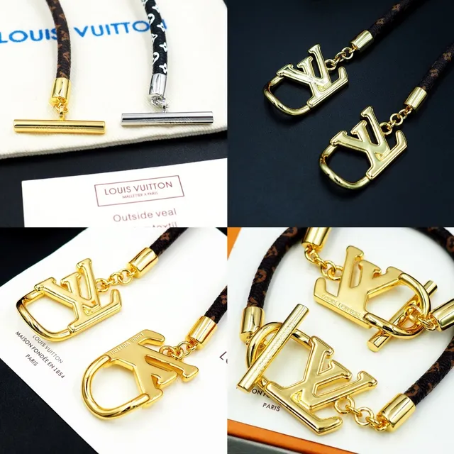 Louis Vuitton Monogram World Tour Gold-Tone LV Logo Bracelet 13