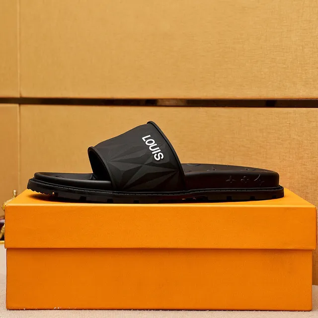 Louis Vuitton Monogrammed Faceted Strap Black Slippers 5