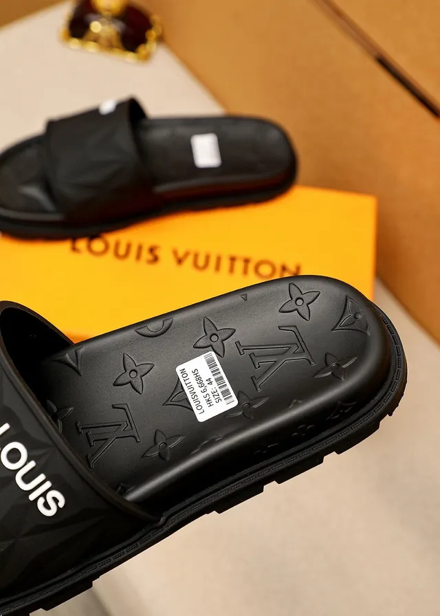 Louis Vuitton Monogrammed Faceted Strap Black Slippers 7
