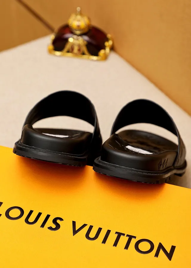 Louis Vuitton Monogrammed Faceted Strap Black Slippers 8