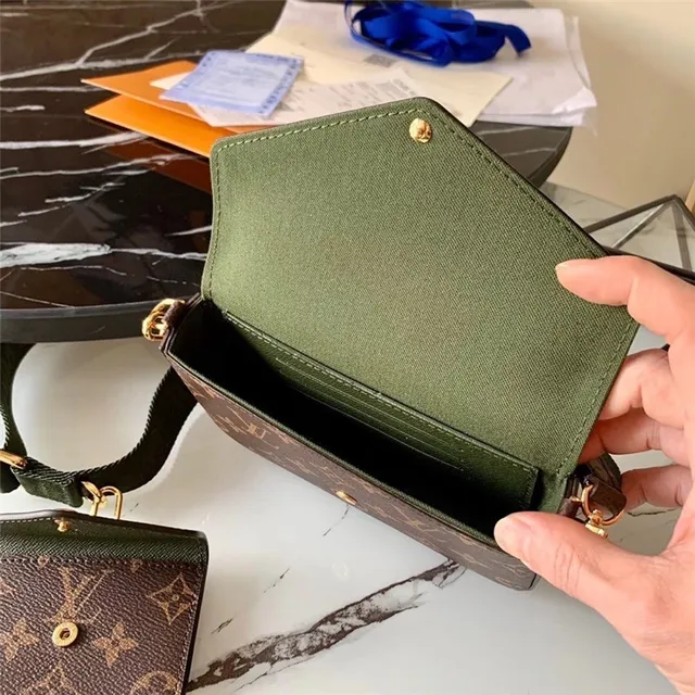 Louis Vuitton Multi Pochette Accessoires Brown Army Green Monogram Canvas Flap Closure Messenger Bag 13