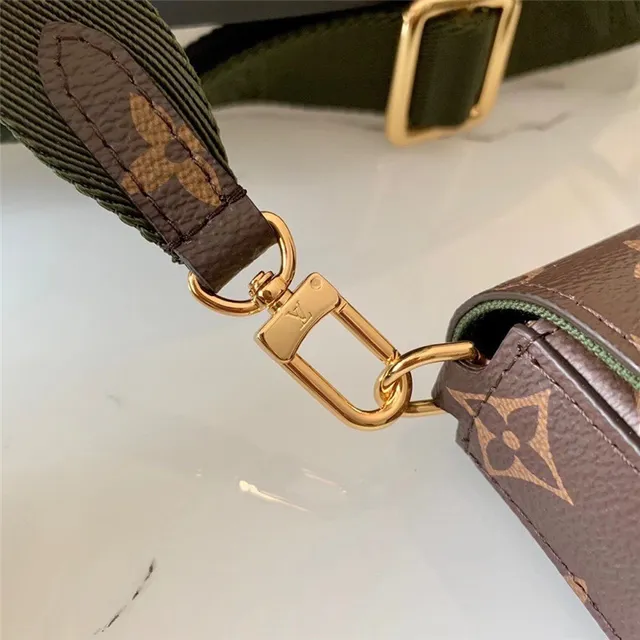 Louis Vuitton Multi Pochette Accessoires Brown Army Green Monogram Canvas Flap Closure Messenger Bag 15