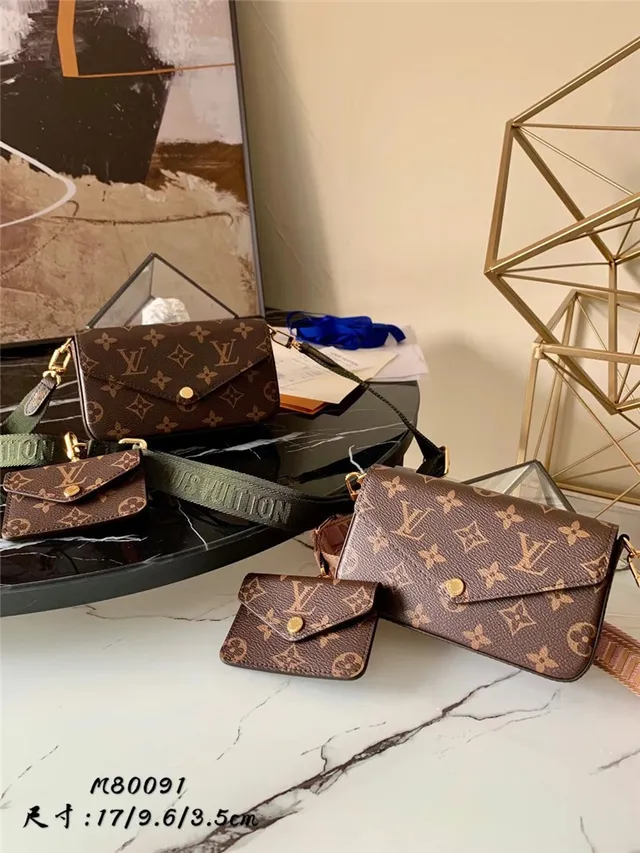 Louis Vuitton Multi Pochette Accessoires Brown Army Green Monogram Canvas Flap Closure Messenger Bag 20