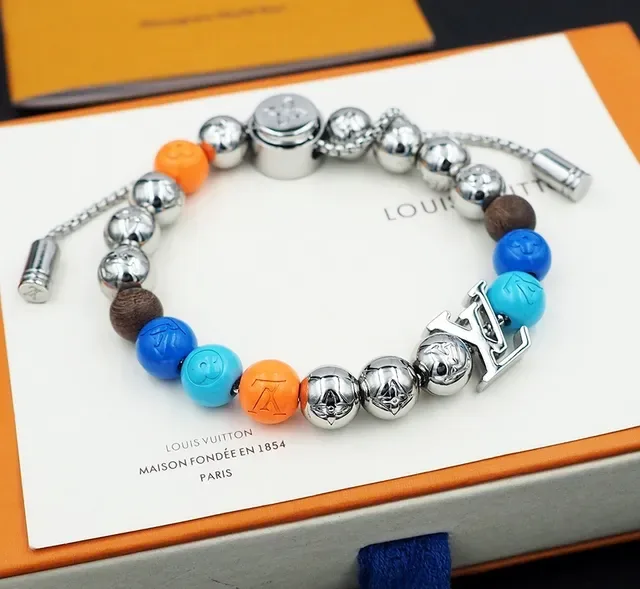 Louis Vuitton Multicolor Beaded Logo Charm Bracelet 2
