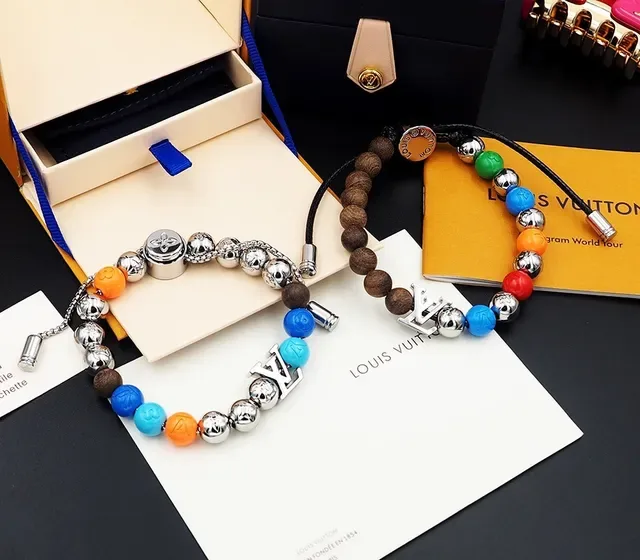 Louis Vuitton Multicolor Beaded Logo Charm Bracelet 3