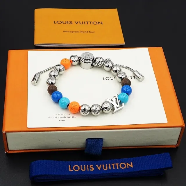 Louis Vuitton Multicolor Beaded Logo Charm Bracelet 4