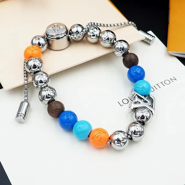 Louis Vuitton Multicolor Beaded Logo Charm Bracelet 5