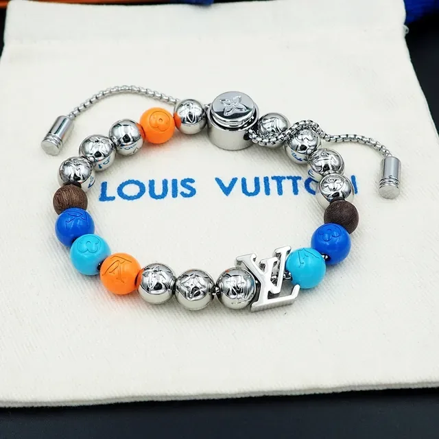 Louis Vuitton Multicolor Beaded Logo Charm Bracelet 8
