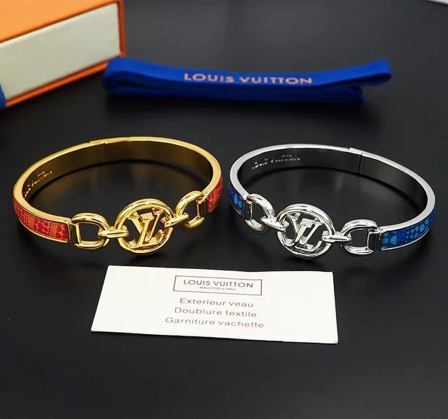 Louis Vuitton Multicolor Hinged Link Bangle Enamel Inlay Bracelet 3