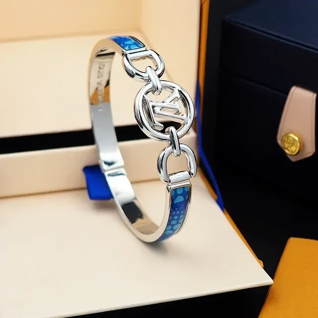 Louis Vuitton Multicolor Hinged Link Bangle Enamel Inlay Bracelet 7