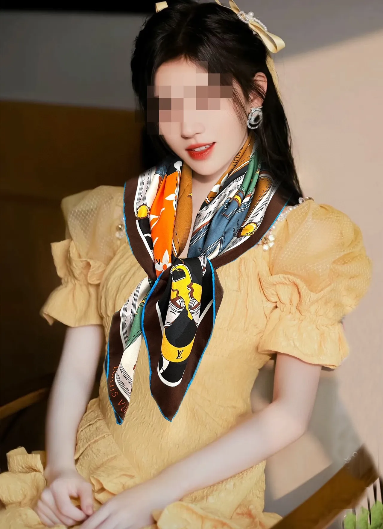 Louis Vuitton Multicolor Patchwork Monogram Silk Scarf 2