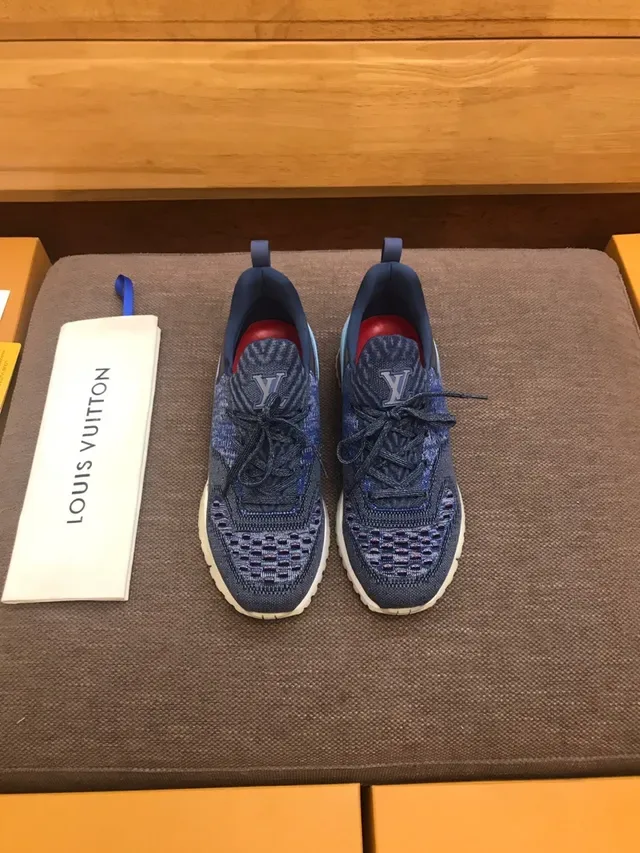 Louis Vuitton Navy Blue Knit Upper Sculpted Iridescent Midsole Lifestyle Sneakers 2