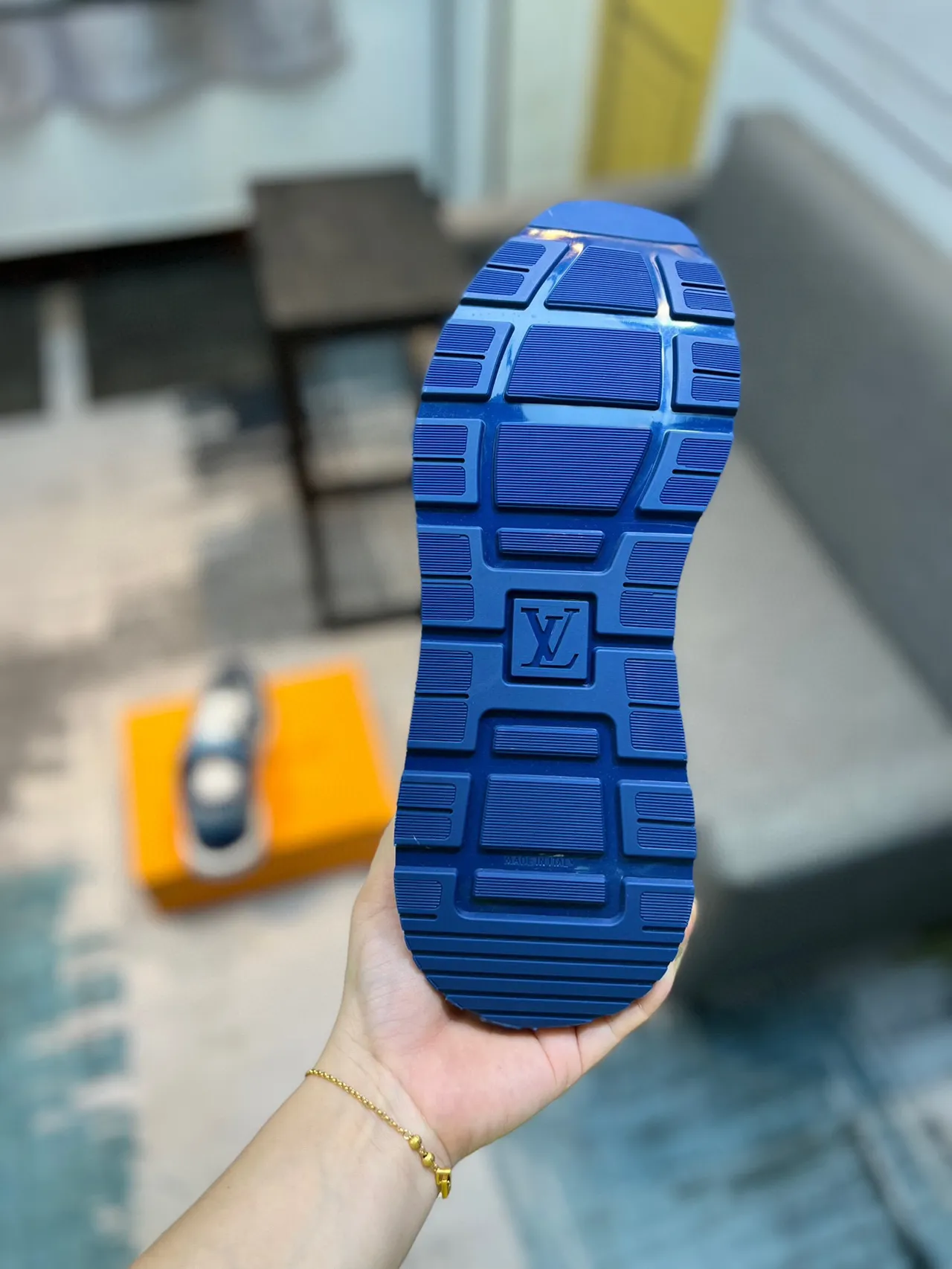 Louis Vuitton Navy Blue Layered Mesh And Suede Upper Monogrammed Midsole Lifestyle Sneakers 9