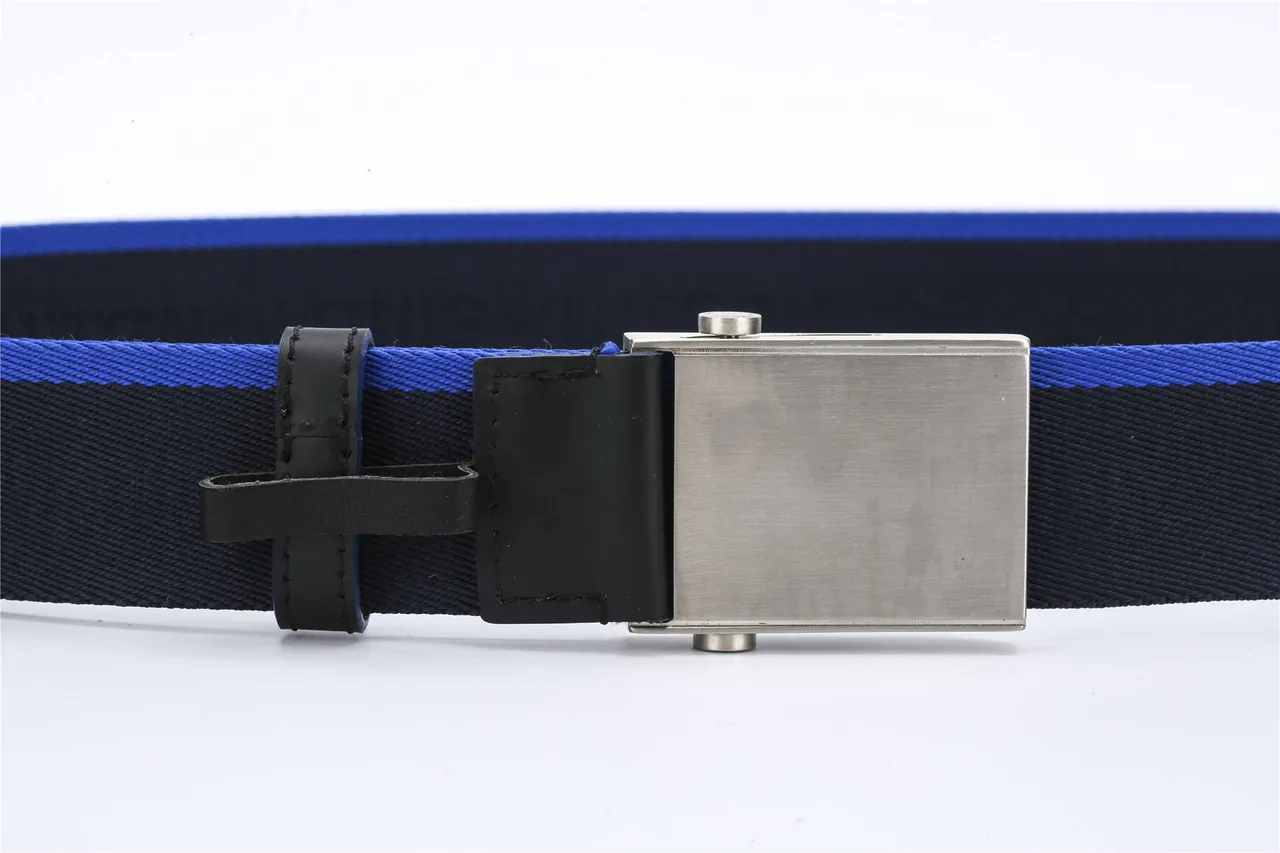 Louis Vuitton Navy Blue Woven Nylon Strap Contrasting Piping Canvas Belt 6