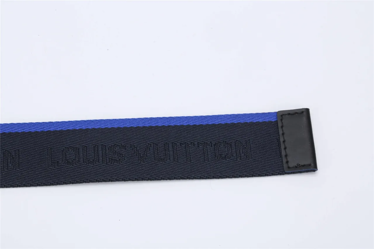 Louis Vuitton Navy Blue Woven Nylon Strap Contrasting Piping Canvas Belt 8