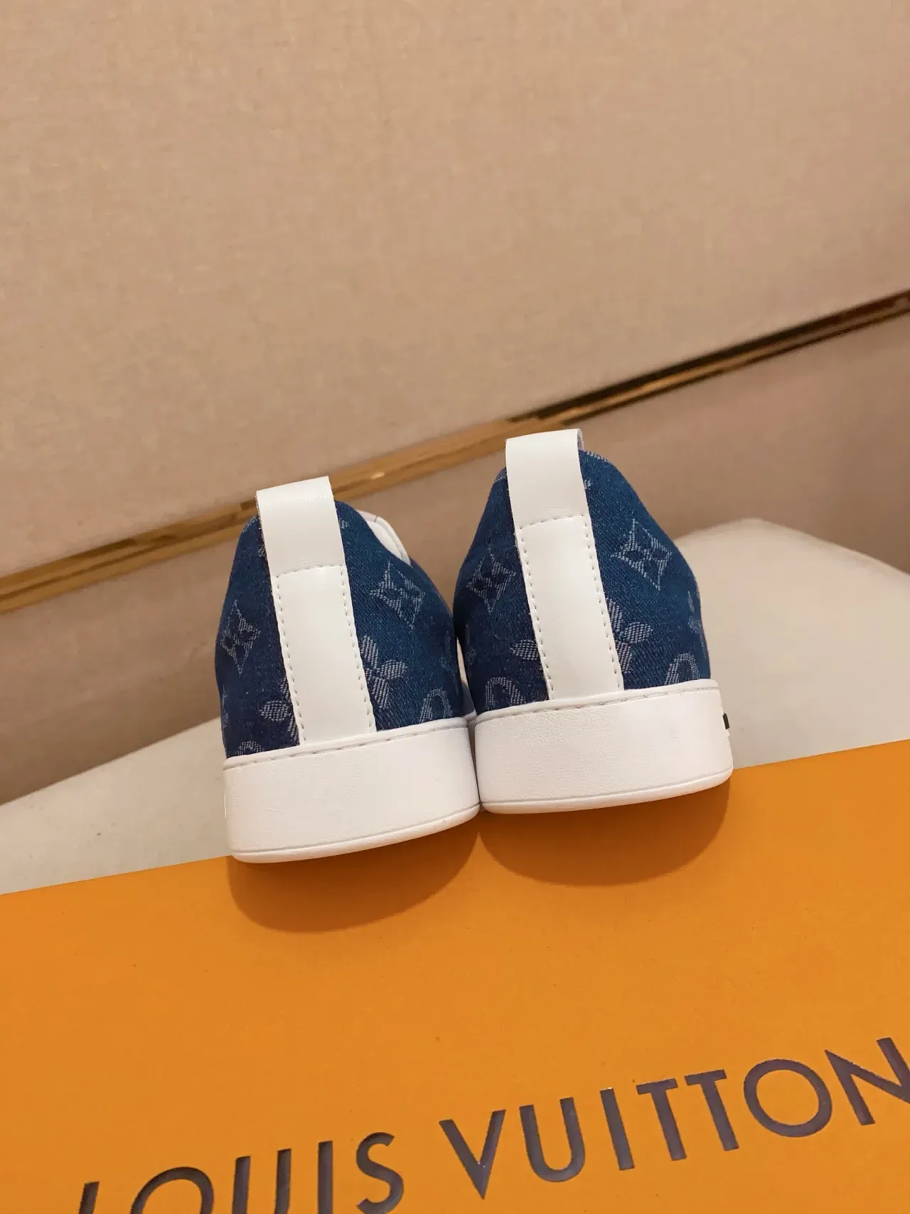 Louis Vuitton Navy White Slip-On Denim Upper Lifestyle Sneakers 2