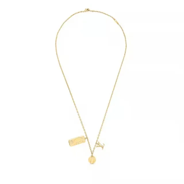 Louis Vuitton NBA Collaboration Gold-Tone Triple-Pendant Necklace 2