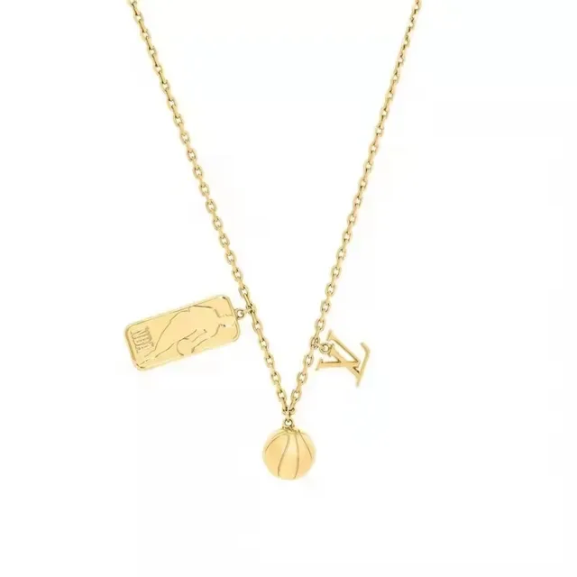 Louis Vuitton NBA Collaboration Gold-Tone Triple-Pendant Necklace 3