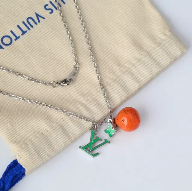 Louis Vuitton Orange Fruit Charm Enamel Necklace 2