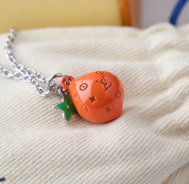 Louis Vuitton Orange Fruit Charm Enamel Necklace 4