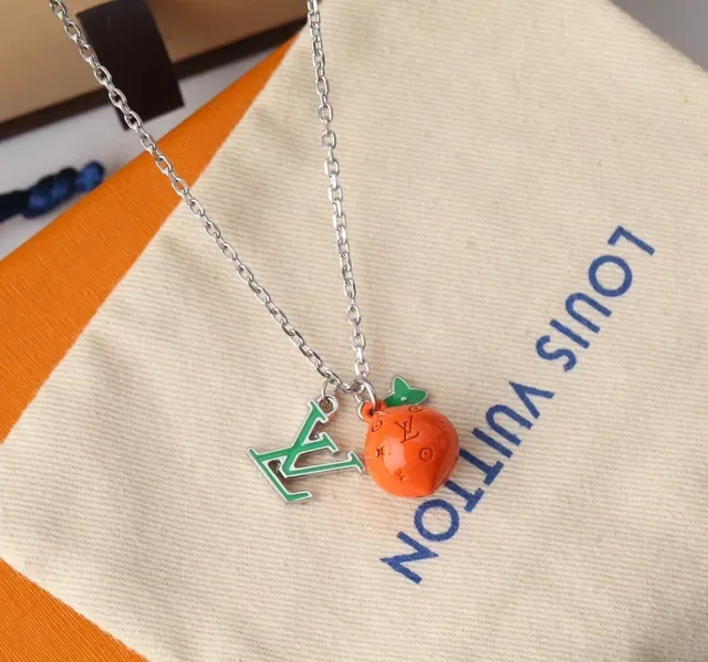 Louis Vuitton Orange Fruit Charm Enamel Necklace 8