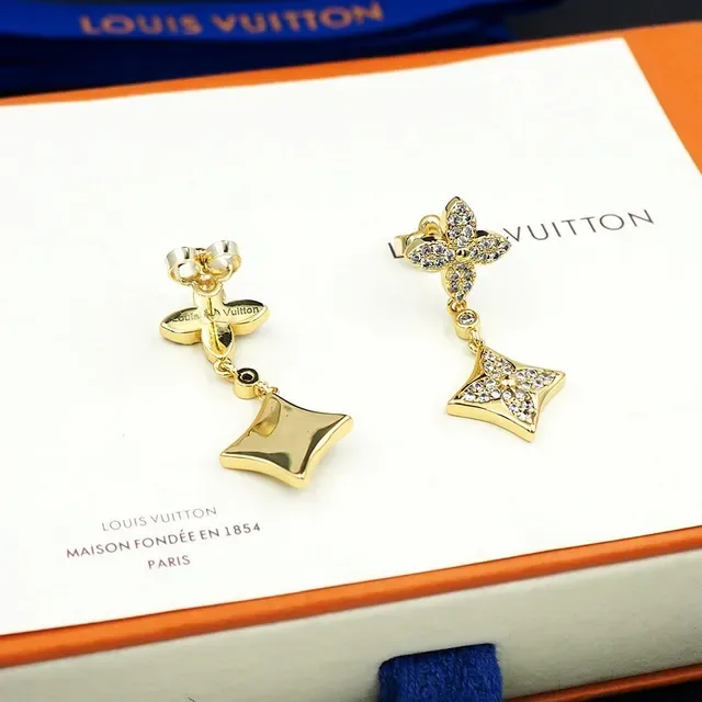 Louis Vuitton Pavé-Crystal Floral-Star Double-Drop Earrings 3