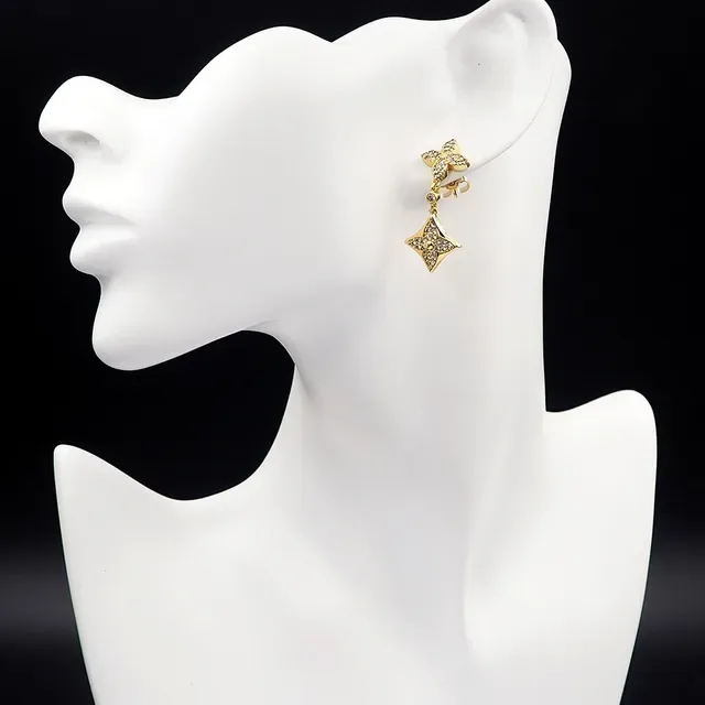 Louis Vuitton Pavé-Crystal Floral-Star Double-Drop Earrings 6