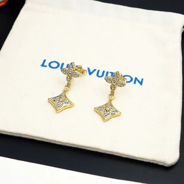 Louis Vuitton Pavé-Crystal Floral-Star Double-Drop Earrings 7